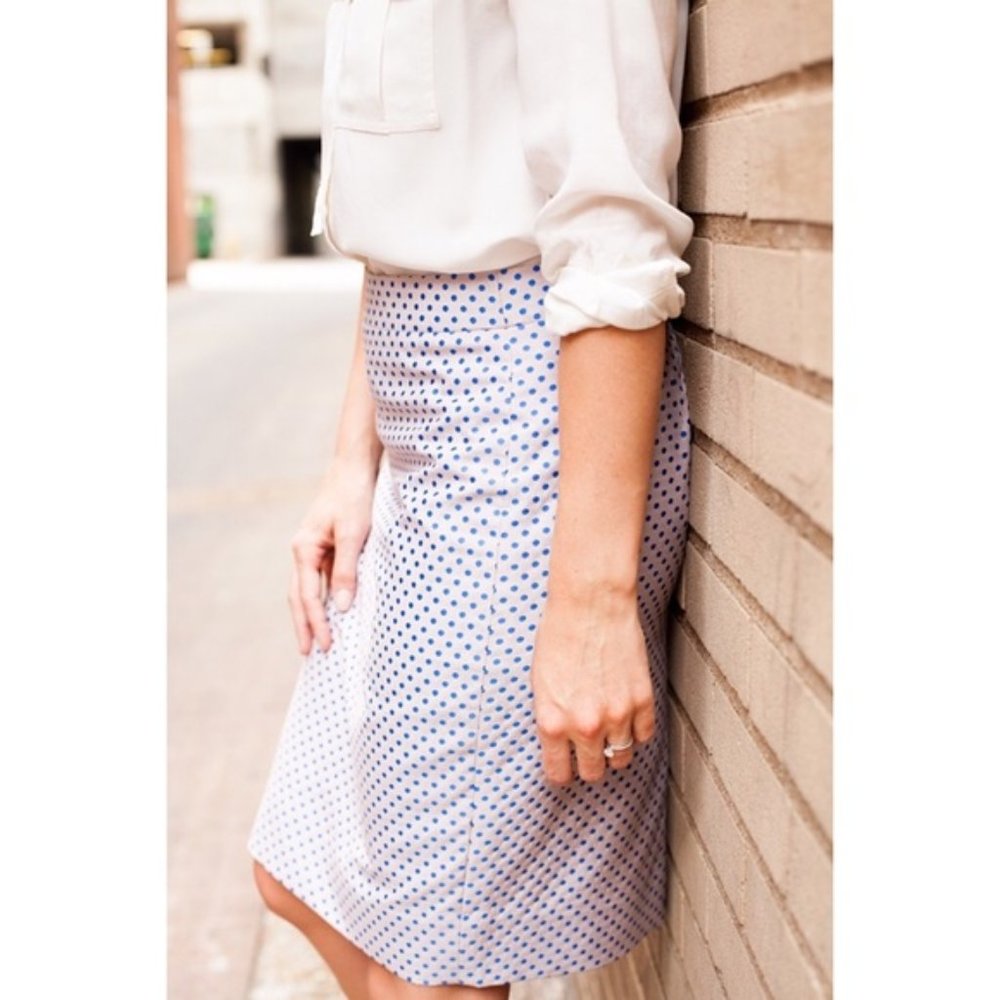 J. Crew Skirt Women’s 4 Blue Dot Pencil Skirt